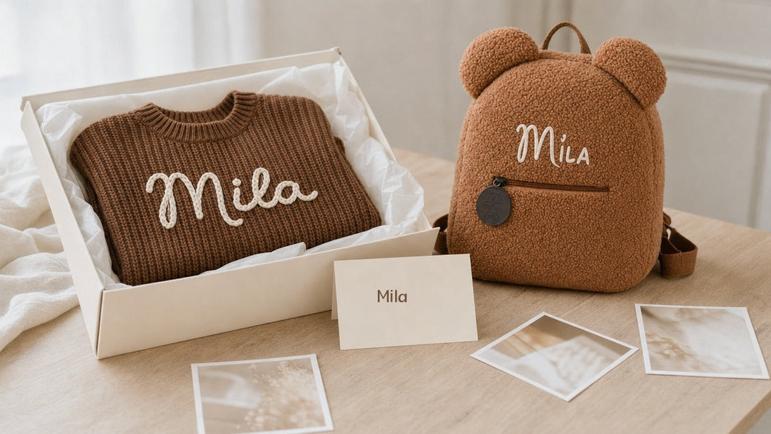 Cadeau brodé devenu souvenir de famille avec prénom personnalisé