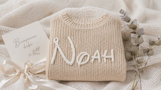 Cadeau de naissance personnalisé avec prénom brodé