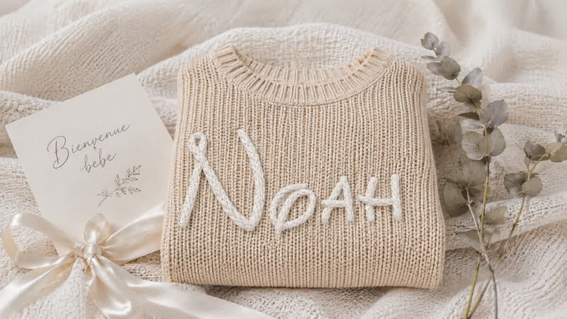 Cadeau de naissance personnalisé avec prénom brodé