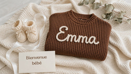 Cadeau de naissance personnalisé avec prénom brodé