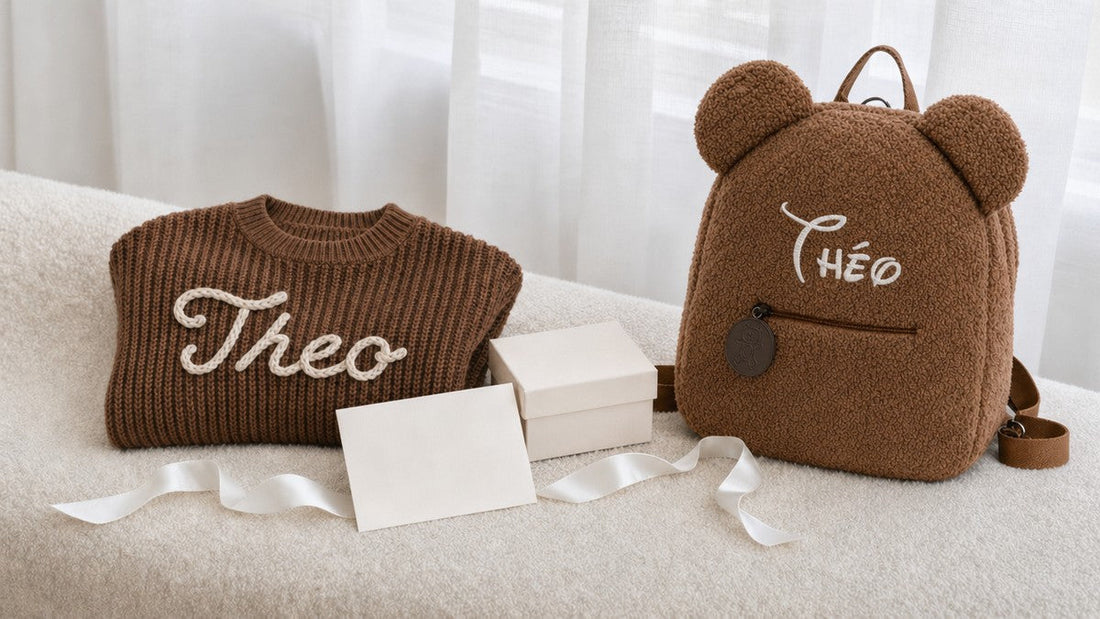 Cadeau personnalisé de tante ou oncle pour neveu ou nièce avec prénom brodé
