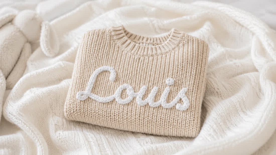 Pull bébé personnalisé avec prénom brodé pour cadeau de naissance