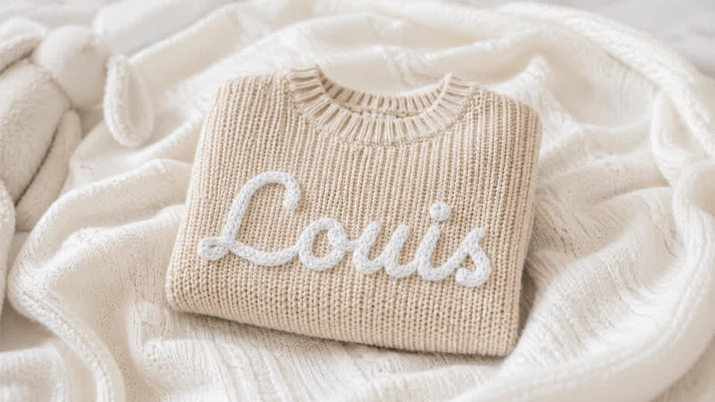 Pull bébé personnalisé avec prénom brodé pour cadeau de naissance