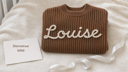 Pull bébé prénom brodé pour cadeau de naissance personnalisé