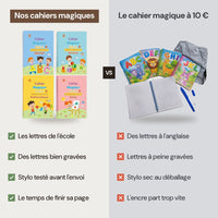 Les cahiers magiques comparés à un cahier d'écriture bas prix