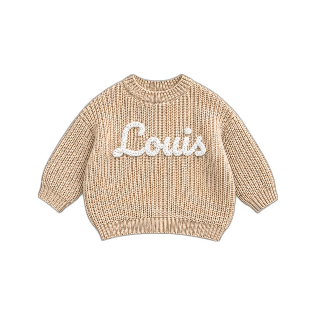 Pull bébé personnalisé, prénom brodé main