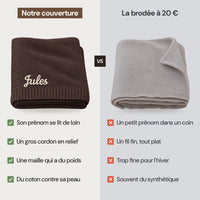 Notre couverture face a la couverture brodee a 20 euros