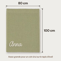 La couverture depliee vue de dessus, cotee 100 cm sur 80 cm