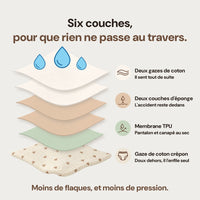 Les six couches de la culotte, de la gaze exterieure a la membrane