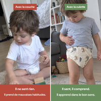 Avec la couche il ne sent rien, avec la culotte il sent et il comprend