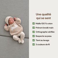 Les qualités du pull bébé brodé main, maille 100 % coton