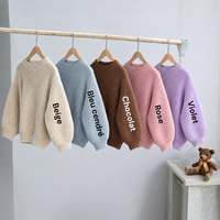 Les cinq coloris du pull brodé main sur un portant