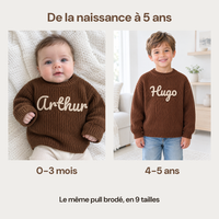 Le même pull brodé main, de 0-3 mois à 4-5 ans