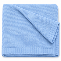 Couverture en tricot bleu ciel, pliée, vue produit