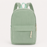 Sac à dos en velours côtelé vert sauge sans prénom, vue produit [swatch:Vert sauge]