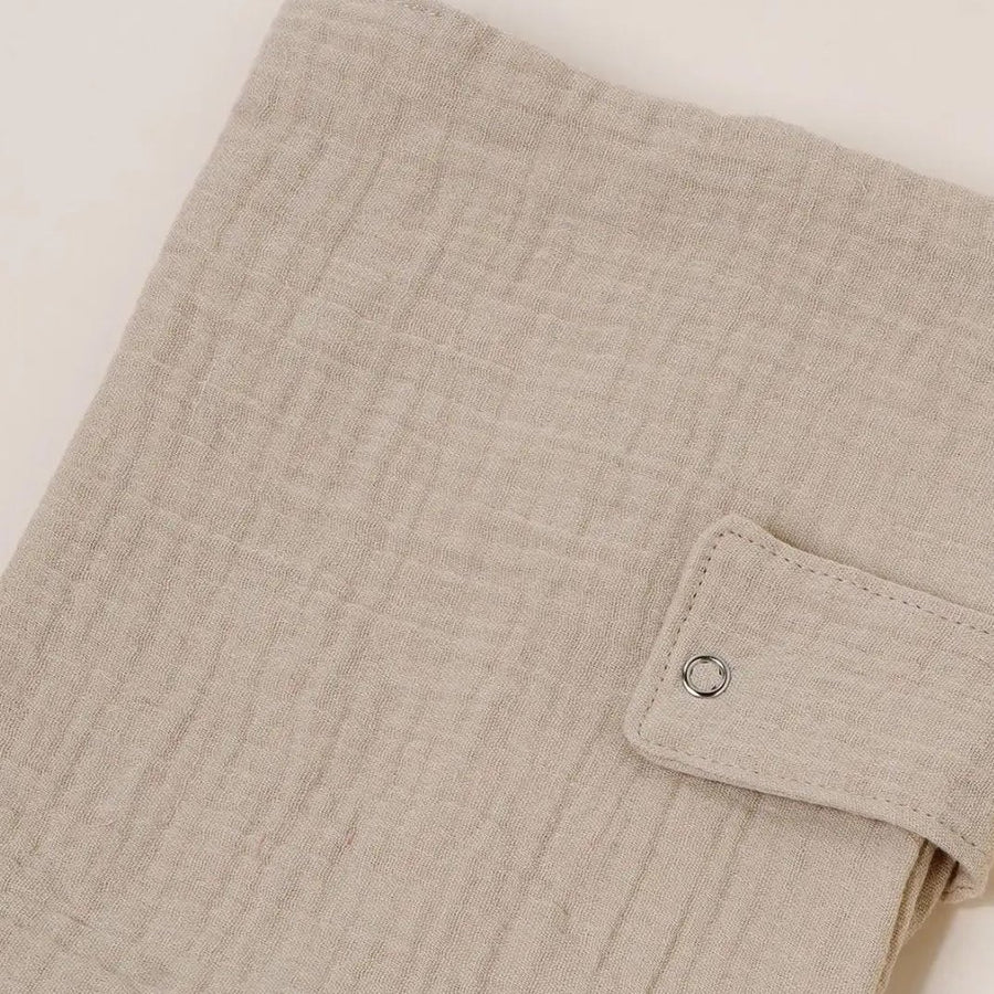 Protège carnet de santé personnalisé, double gaze unie sable