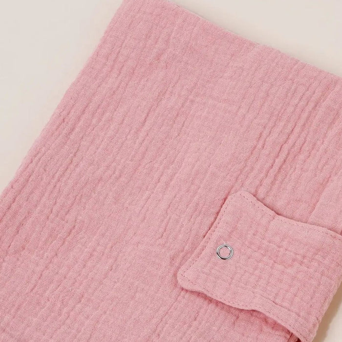 Protège carnet de santé personnalisé, double gaze unie rose poudré