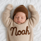 Pull bébé personnalisé en maille, prénom brodé main