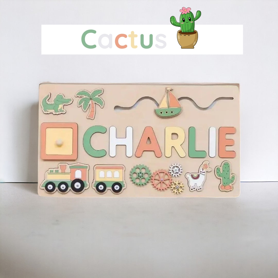 Puzzle personnalisé en bois motif cactus