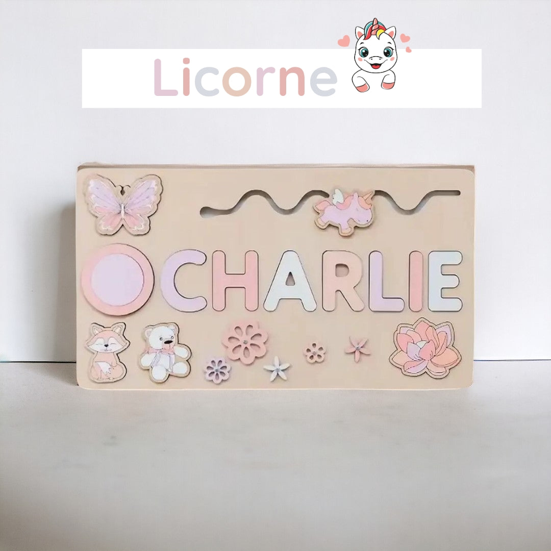 Puzzle personnalisé en bois motif licorne