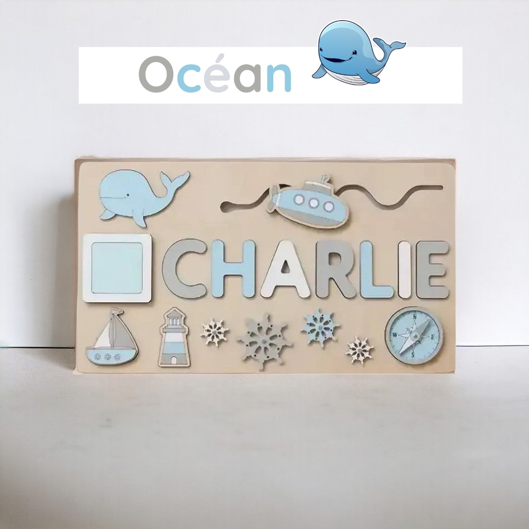 Puzzle personnalisé en bois motif océan