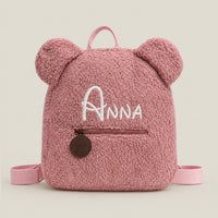 Sac à dos ourson rose, prénom Anna brodé main